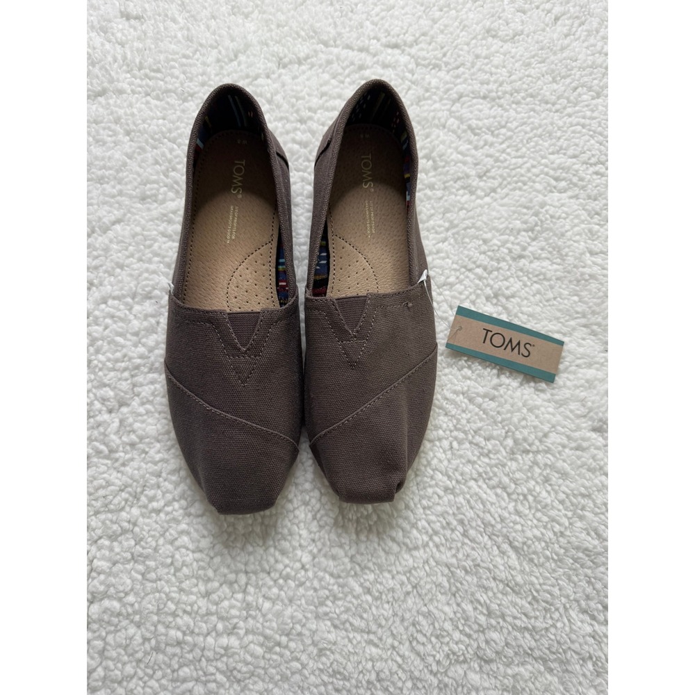 TOMS Canvas Alpargata Slip On Flats Womens Size 8 Brown New With Tags